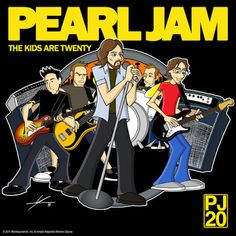 the poster for pearl jam, which is featured as an image of people playing instruments