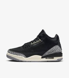 Women's Air Jordan 3 'Off Noir' (CK9246-001) Release Date Bape Shoes, Jordan 3s, Nike Snkrs, Black Jordans, Jordan 3 Retro, Nike Models, Sneaker Art, Womens Air Jordans, Womens Jordans