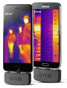 two cell phones with infrared images on them