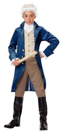 a young boy dressed as george washington