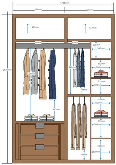 Wardrobe Closet Plan | EdrawMax Free Templates & Examples Wardrobe Internal Design, Closet Design Plans, Wardrobe Laminate Design, Bedroom Wardrobe Design, Almirah Designs, Closet Planning, Walking Closet, Room Vibes