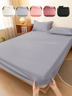 the bed is made up with four different colors