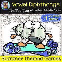 an image of a cartoon character on a surfboard with the words summer themed games