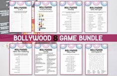 the hollywood 8 game bundle is shown in pink and blue