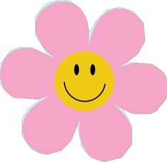 a pink flower with a smiley face drawn on it