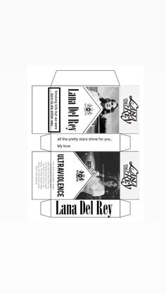 an open box that has some sort of paper on it with the words lana del rey