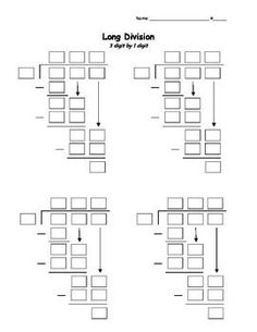 the long division worksheet is shown in black and white, as well as an image