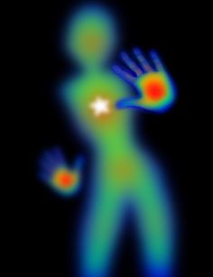 an image of a person holding something in their hand with the light shining on them