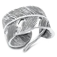 Fashion Feather Ring .925 Oxidized Sterling Silver Band Jewelry Female Male Unisex Size 8 All our silver jewelry is crafted from .925 silver also commonly referred to as sterling silver. Sterling silver is the standard for beautiful high-quality silver jewelry and cannot be replicated by lower priced silver plated jewelry. It is 92.5% pure silver, mixed with alloys to add strength and durability to stand the test of time. Keep your fine jewelry shiny and elegant by storing it properly. Jewelry n Feather Ring, Female Male, Band Jewelry, Silver Plated Jewelry, White Jewelry, Sterling Silver Cross, Oxidized Sterling Silver, Sterling Silver Bands, Bling Jewelry