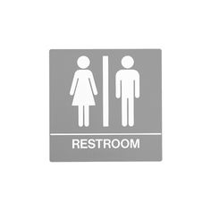 a bathroom sign with the word restroom on it