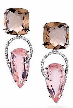 White Diamond Earrings, Deco Rose, Pink Stones, Colored Stones, Fabulous Jewelry, Glam Rock, Pink Quartz, Quartz Stone