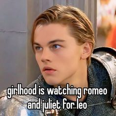 a man in armor with the words girlhood is watching rome and just for leo