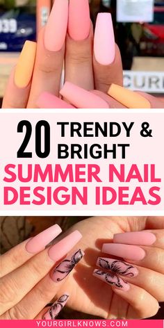 Bright Summer Nails Designs, Summer Nails Summer, Summer Nails Ideas, Fun Summer Nails, Yellow Sunshine, Summer Nail Designs, Bright Summer Nails, Fall Gel Nails, Gel Nail Colors