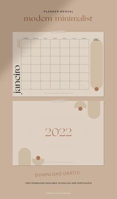 the modern minimalist desk calendar is shown in beige and brown tones, with circles on it