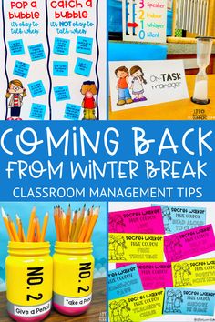 the back to school classroom management tips for coming back from winter break with text overlay