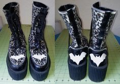 White Bats, Diy Gothic, Goth Boots, Gothic Shoes, Leopard Boots, Leopard Fabric, Dream Closets