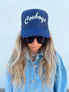 The perfect trucker. 100% Polyester Front; 100% Nylon Mesh Houston Rodeo Outfit, Hat Outfit Fall, Trucker Hat Outfit, Tana Mongeau, Business Art, Hat Aesthetic, Custom Trucker Hats, Hat Outfit, Rodeo Outfits