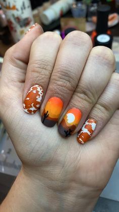 Western Style Nails, Fall Western Nails, Western Nail Art, Country Glam