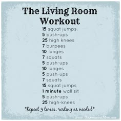 the living room workout is shown in black and white with an old - fashioned blue background