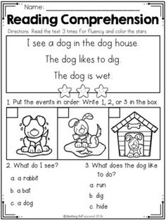 reading worksheet for children to learn how to read the dog in his house