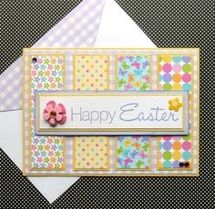 an easter card with polka dots and flowers