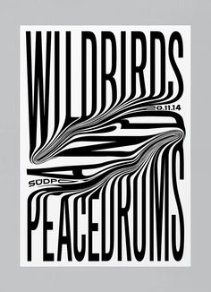 a poster with the words wild birds and peacocks written in black on white paper