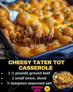 Cheesy Tater Tot Casserole Easy Tator Tot Casserole, Hamburger Tater Tot Casserole, Beef Tater Tot Casserole, Easy Dinner Ground Beef, Cheesy Tater Tot Casserole, Easy Tater Tot Casserole, Cheesy Tater Tots, Tater Tot Recipes, Mexican Casserole Recipe