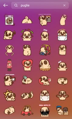 the pug sticker pack is displayed on an iphone