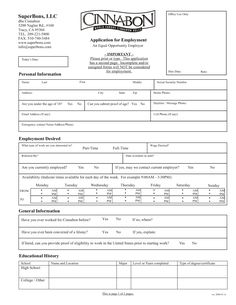 an application form for employment in the united states, with information to whom is not available