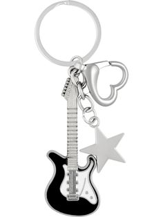 a guitar shaped keychain with a heart and star on the bottom of it