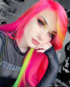 Neon Rainbow Hair, Fantasy Make-up, Hair Dyes