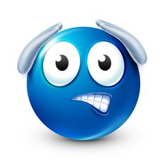 an emoticive blue ball with horns on its head