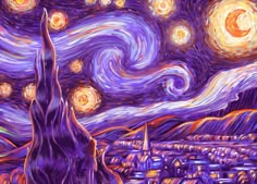 the starry night painting is very colorful