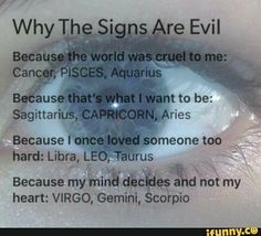 an eye with the caption why the signs are evil in front of it,