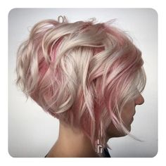 92 Layered Inverted Bob Hairstyles That You Should Try Blonde Bob With Color Underneath, Short Piecy Hair Cuts, Layered Inverted Bob Hairstyles, Layered Inverted Bob, Shadow Roots, Pink Blonde, Short Blonde Bobs, Inverted Bob Hairstyles, Corte Bob