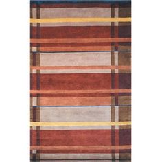 an area rug with various colors and patterns on it, including red, brown, beige, blue, yellow