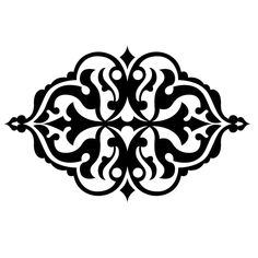 a black and white ornamental design on a gray background