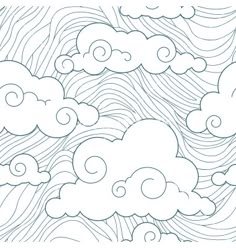 clouds in the sky with swirls and waves coloring page for children's books