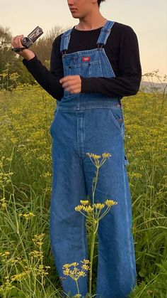 Waimea2003 wearing dickies overalls standing in a field summer breeze aesthetic  #retro  #vintagestyle  #classic  #antique  #vintagefashion  #vintageshop  #oldschool  #pinup  #old  #90s  #vintageclothing  #rockabilly  #interior  #shabbychic  #boho  #decor  #homedecor vibes Overalls Outfit Guys, Mens Denim Overalls, Men In Dungarees, Mens Overalls Outfits Aesthetic, Overalls Men Fashion Aesthetic, Men Dungarees Outfit, Dickies Aesthetic Outfit