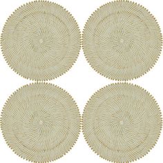 four round placemats in beige and white