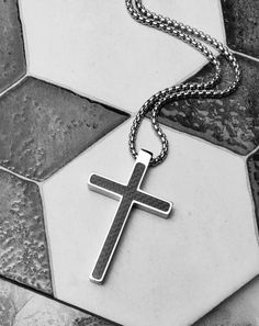 《《  SPIRITUAL COLLECTION  》》 THE DETAILS The "BLACK CARBON CROSS" Necklace is designed with an incredibly detailed Silver Stainless Steel Cross Pendant with a rich Black Forged Carbon Fiber Inlay, hung from a Silver Stainless Steel Box Chain available in your choice of length! 💠🔶️💠View entire SPIRITUAL COLLECTION here: https://www.etsy.com/shop/mrmackjewelry/?section_id=27046119 MATERIALS * 2" × 1 1/4" Silver Stainless Steel Black Forged Carbon Fiber Inlay Cross Pendant * 3mm Silver Stainless Steel Box Chain  * Silver Stainless Steel Lobster Clasp ⤵️NOTE: Stainless Steel is an Oxygen Resistant Metal, which aids in its powerful RESISTANCE to TARNISH & DISCOLORATION. Stainless Steel is also WATERPROOF, HYPOALLERGENIC, & aside from Titanium & Tungsten, it's the STRONGEST METAL in jewelry m