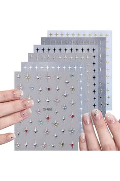 Star Nail Stickers 6Pcs Nail Art Stickers DIY Nail Decals Nail Tips for Manicure Decoration Supplies Self-Adhesive 3D Nail Art Design Decoration Accessories Star Nail, Nail Art Sticker, 3d Nail, Decoration Accessories, Art Stickers, Nail Decals, Nail Stickers, Nail Art Design