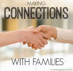 two people shaking hands with the text making connections with families on it's cover