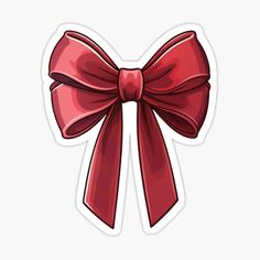 a red bow sticker on a white background