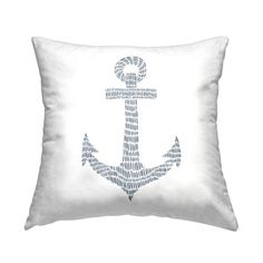 a white pillow with an anchor on it