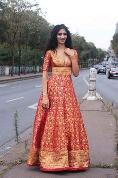 Lehenga Fusion, Banaras Dress, Maroon Gowns, Brocade Gown, Recycled Dress, Indian Outfits Lehenga, Anarkali Dress Pattern