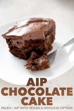 a plate with a piece of chocolate cake on it and a fork next to it