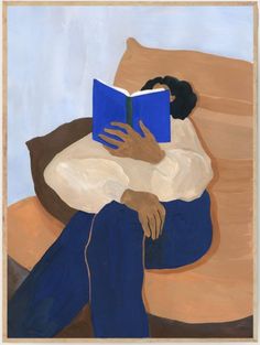 a painting of a person reading a book