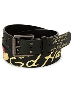 Add some flare to your outfits with this officially licensed Ed Hardy belt. This belt highlights Ed's iconic Love Kills Slowly design and is adjustable. Officially licensed Adjustable Dimensions: 47" H x 1.5" W Care: Spot clean only Imported Love Kills Slowly, Trendy Belts, Love Kills, Closet Tour, Spencers Gifts, Bf Gifts, Expensive Gifts, Mens Fashion Streetwear, Fashion Belts