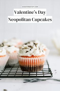 valentine's day cupcakes with white frosting and chocolate sprinkles